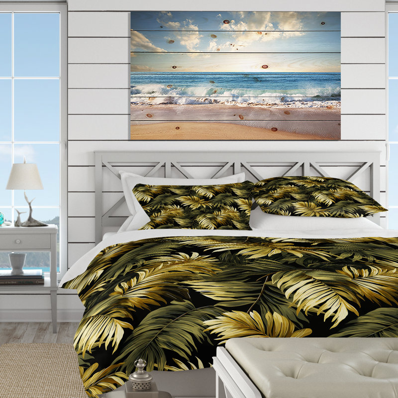 Ensemble de housse de couette Palm Shadows Tropical Pattern - Tropical, Housse de couette simple + 1 taie décorative stan
