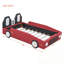 Lit plateforme simple en forme de voiture de course avec roues-1862255423
