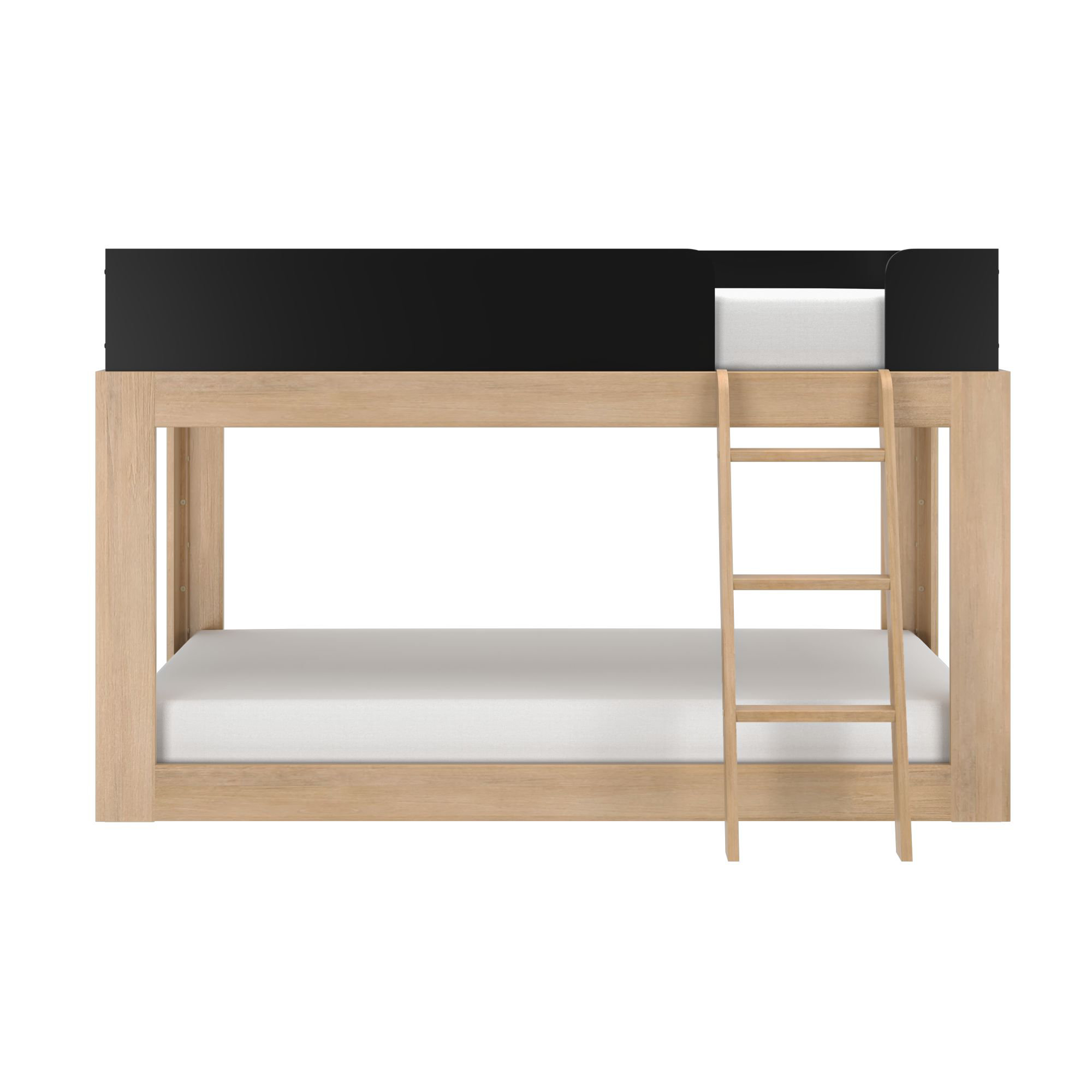 Ambur Twin over Twin Solid Wood Standard Bunk Bed, Black/Blonde