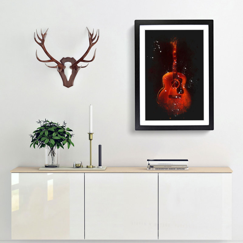 Abstract Guitar - Framed Print, Black Framed, 33cm H x 24cm W x 2cm D