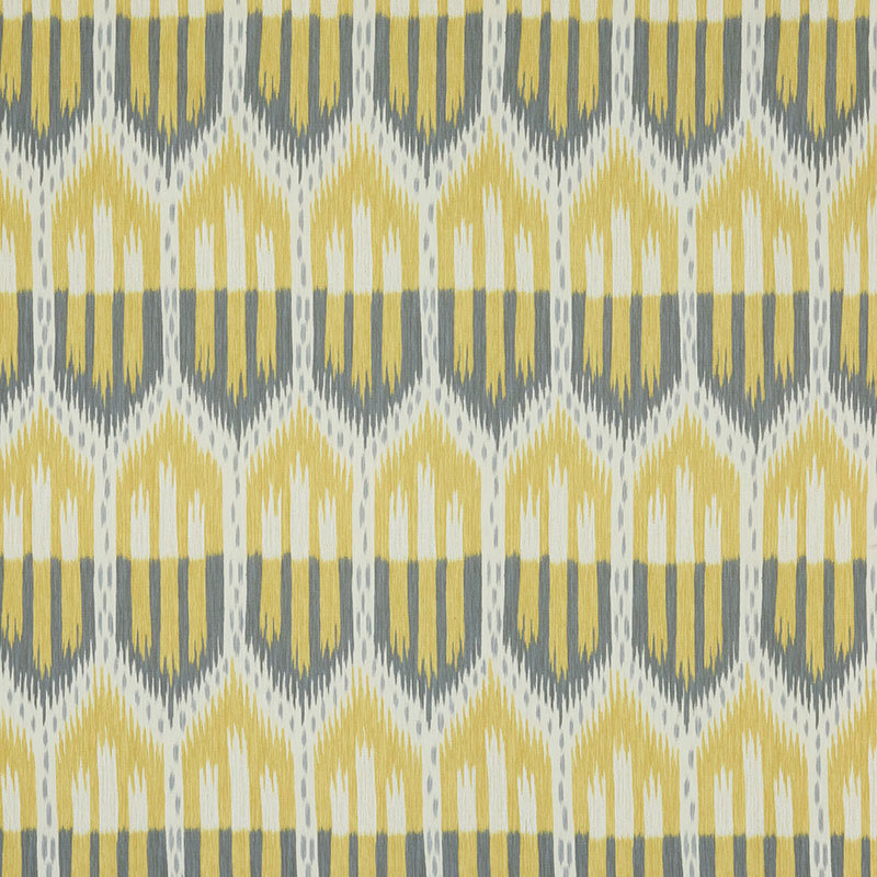 Tissu Boukhara Ikat, Citrine / fumée