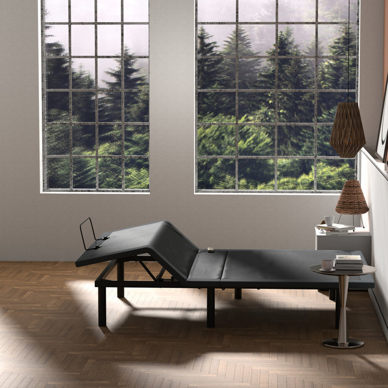 Twin Size Btx4 Adjustable Bed - Head & Foot Position Adjustable, Wireless Remote, Wadding, 99lb, Black+grey Base Easy Setup, Non-woven Fabric, Steel,