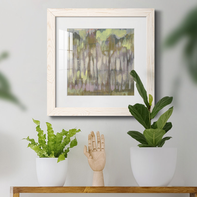 Arbres de vitrail II - reproduction encadrée de qualité supérieure - prête à être accrochée, Papier avec cadre blanc, Blanc