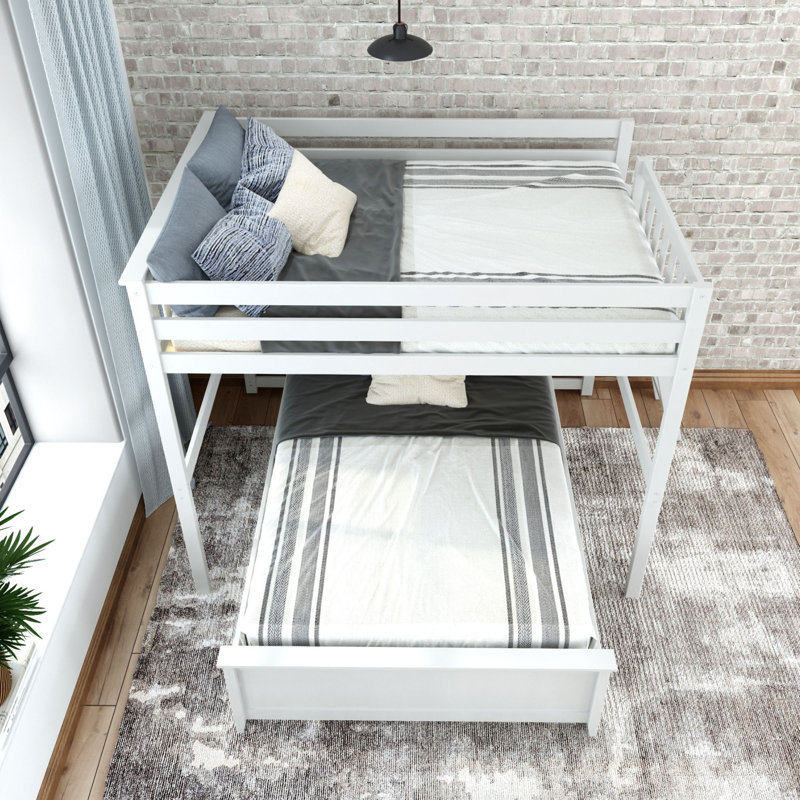Lit superposé en bois Kober , Double sur double, Blanc