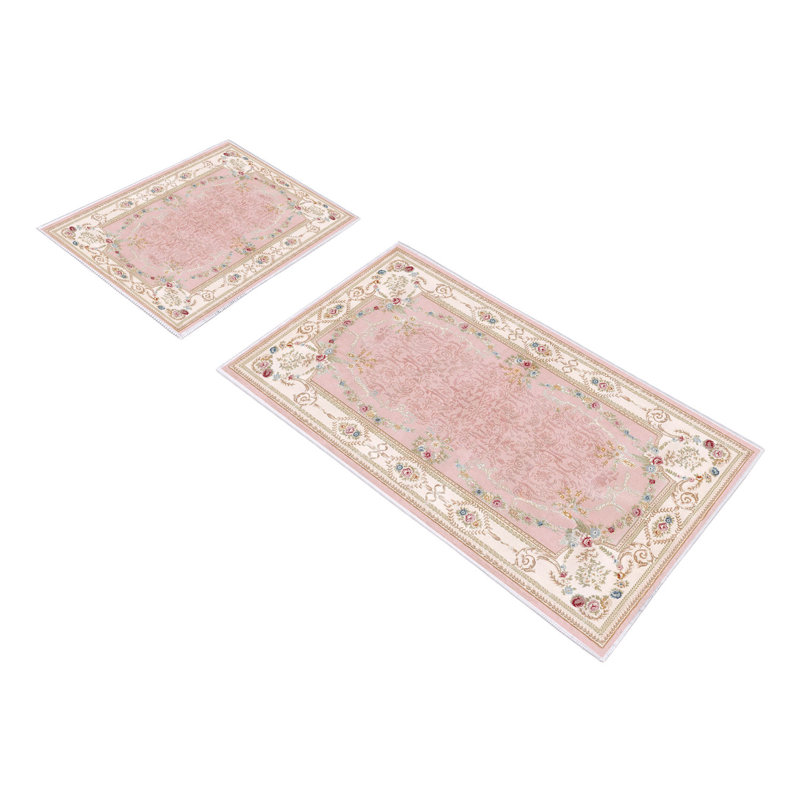 Ensemble de tapis de bain 2 pièces Bieber, Crème / rose