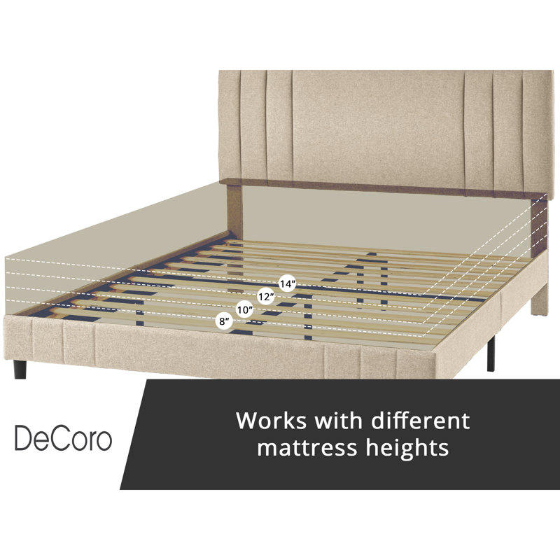 DeCoro Chicago Modern Tufted Upholstered Platform Bed, Linen, King