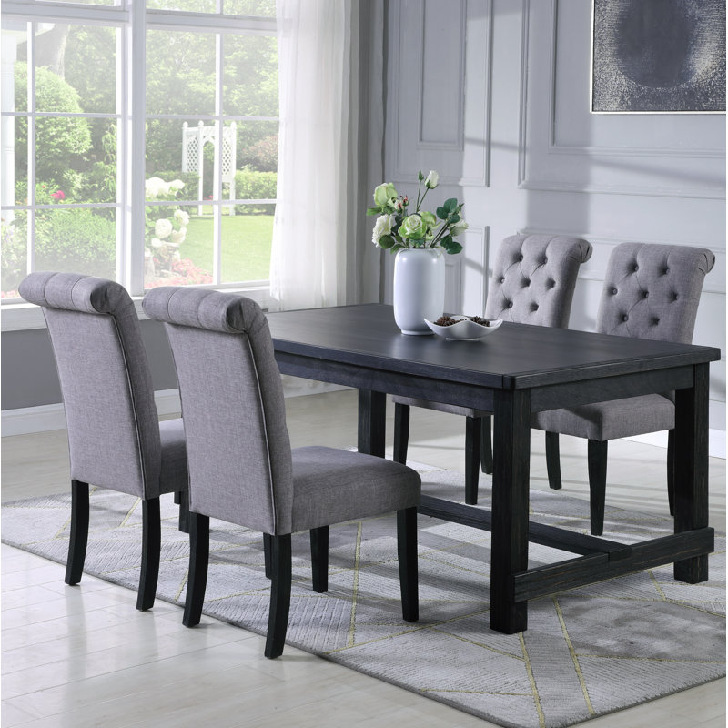 Leviton Urban Style Wood Turned-Leg Dining Set, Gray, 5 Pieces: Table, 4 Chairs