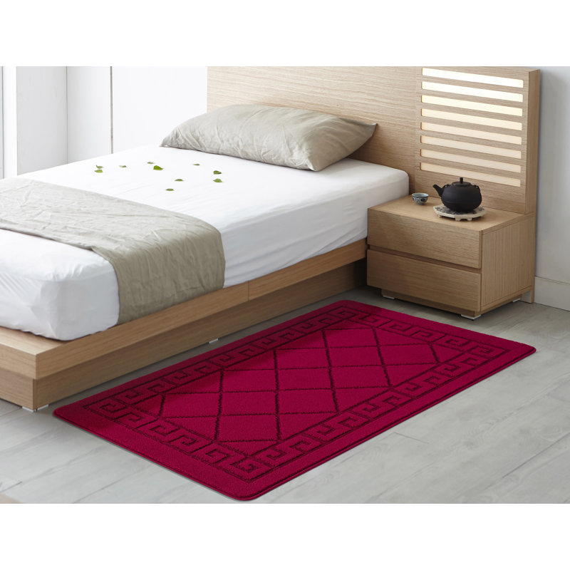 Jimena Non-Slip Geometric Indoor Doormat, 60cm x 110cm, Red