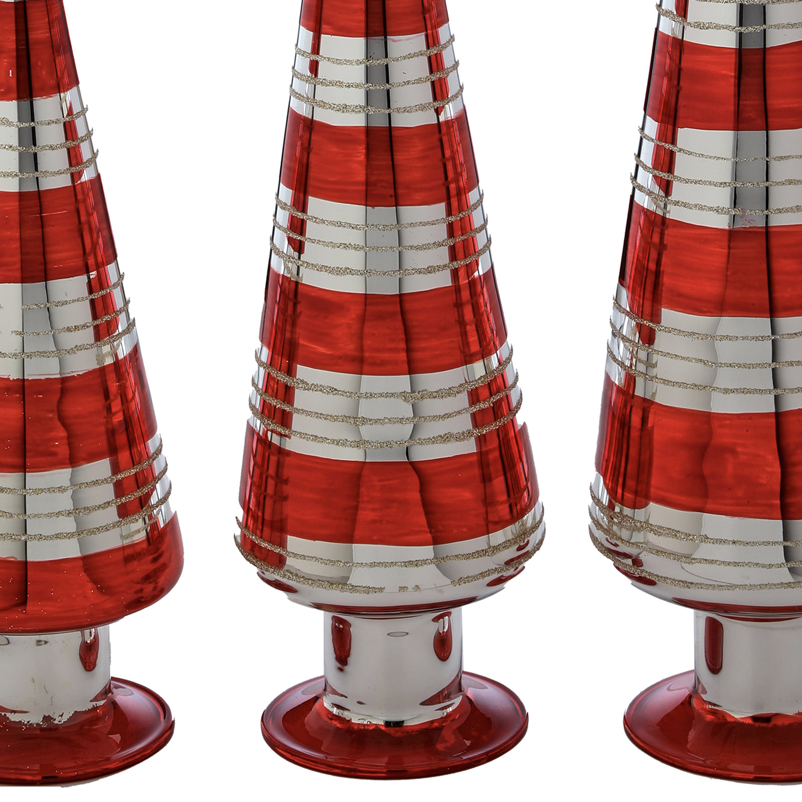Striped Glass Tabletop Christmas Tree