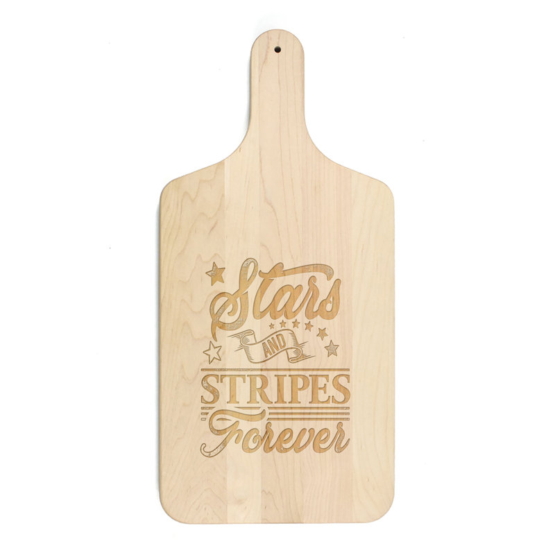 Maple Wood Patriotic Paddle Cutting Board 8 x 17
