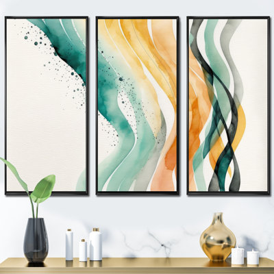 «Dohnovan Multi-Color Abstract Waves II», reproduction sur toile 3 pièces