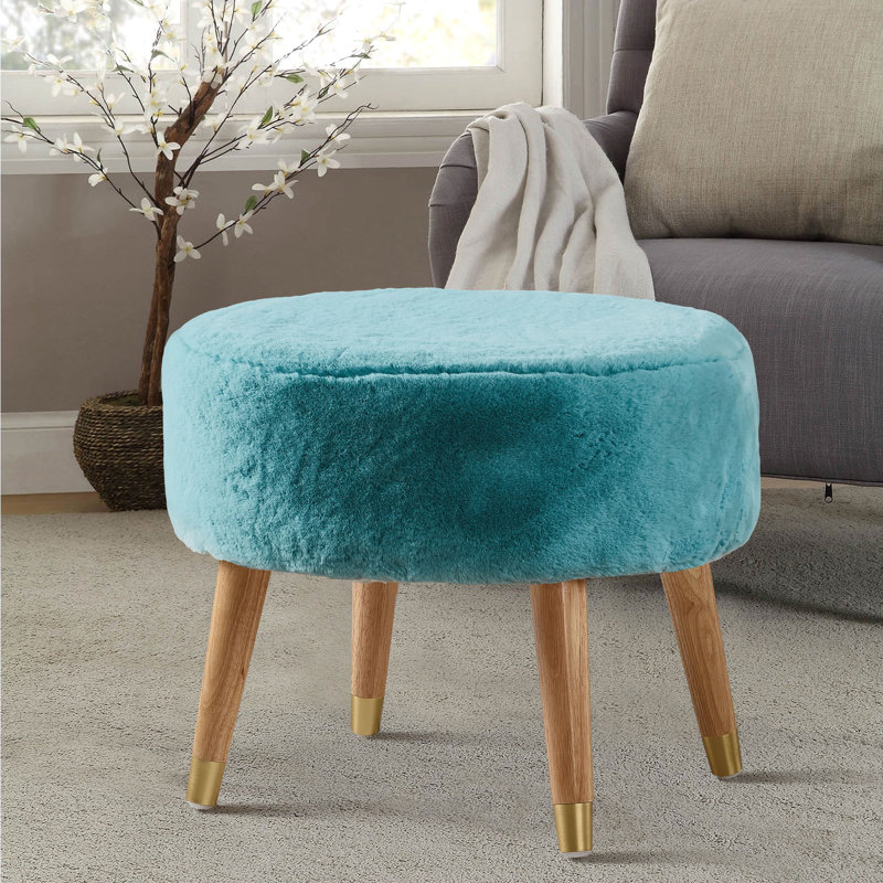 Repose-pieds de 22 po Weisser, Fausse fourrure bleue turquoise