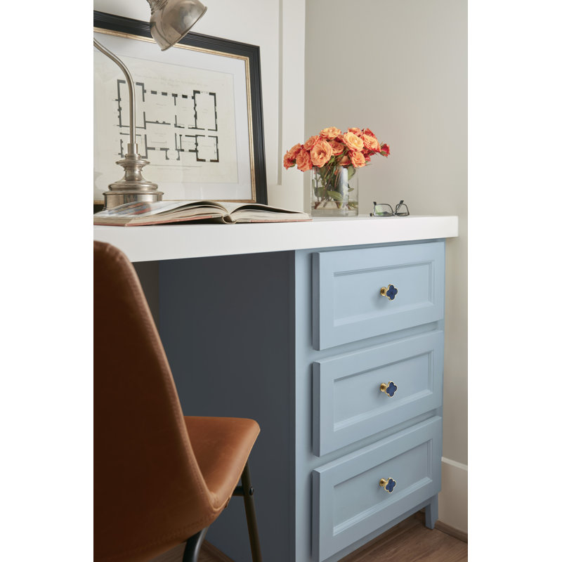 Gold and Navy Blue Clover Cabinet Knob Set