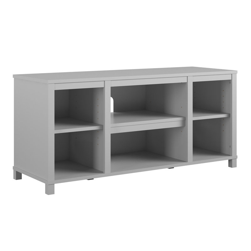 Dove Gray 6-Shelf TV Stand with Cabinet for 50" TVs
