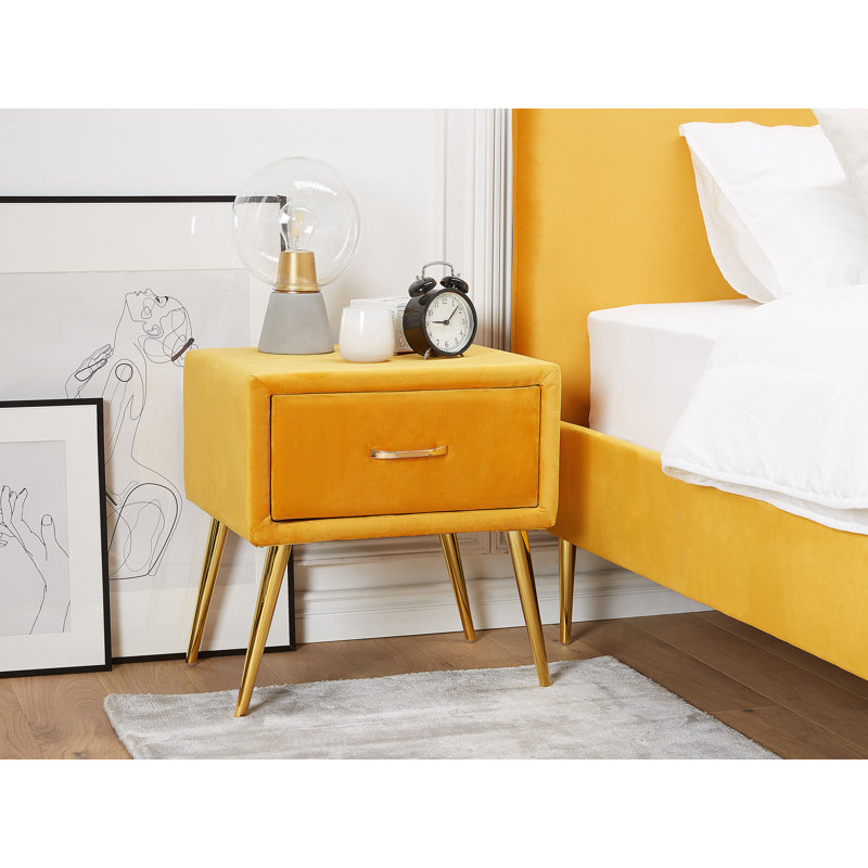Glaser 46cm W Iron Bedside Table, Yellow