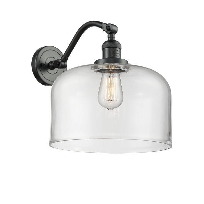 Applique murale 1 lumière 12 po Bell, Bronze frotté à l'huile, Ampoule à DEL rétro de 6 watts, Clair