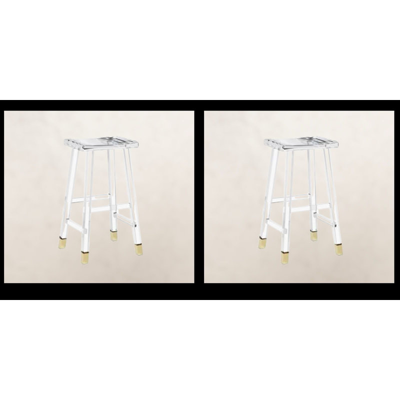 Acrylic Modern Stool Counter Stool, Clear/Yellow