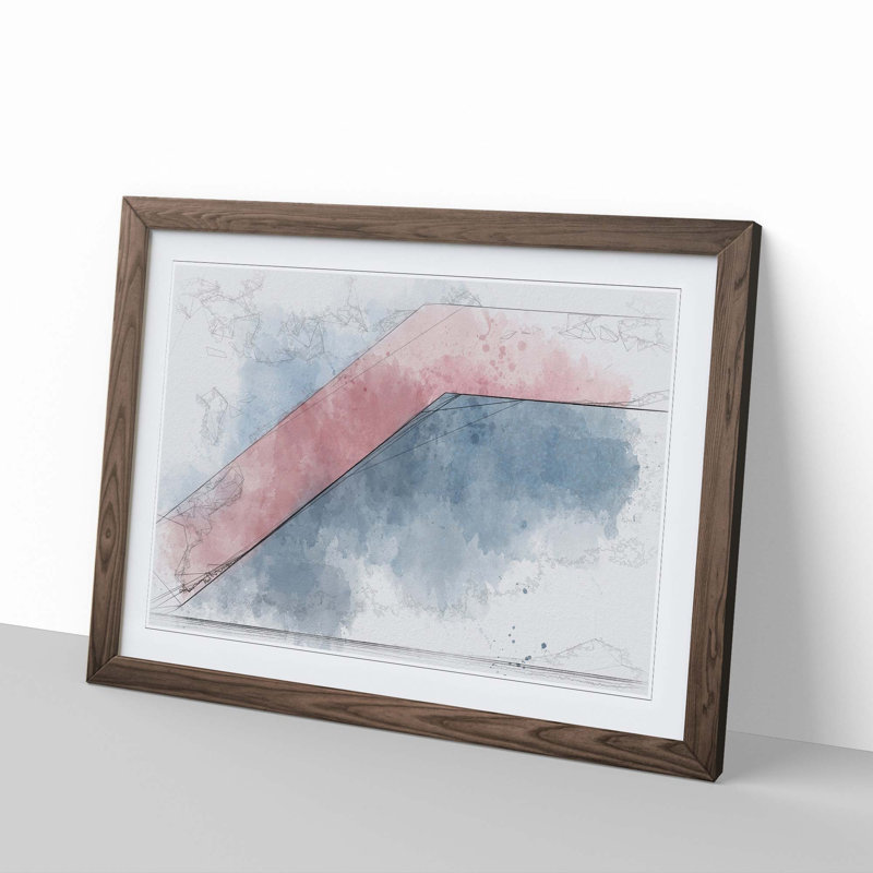 Heading Down in Abstract - Picture Frame Painting Print, 48cm H x 65cm W x 2cm D, Walnut Framed