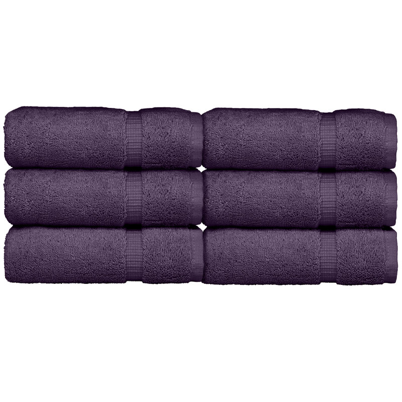 Ensemble de 6 serviettes en coton Wellston, Prune