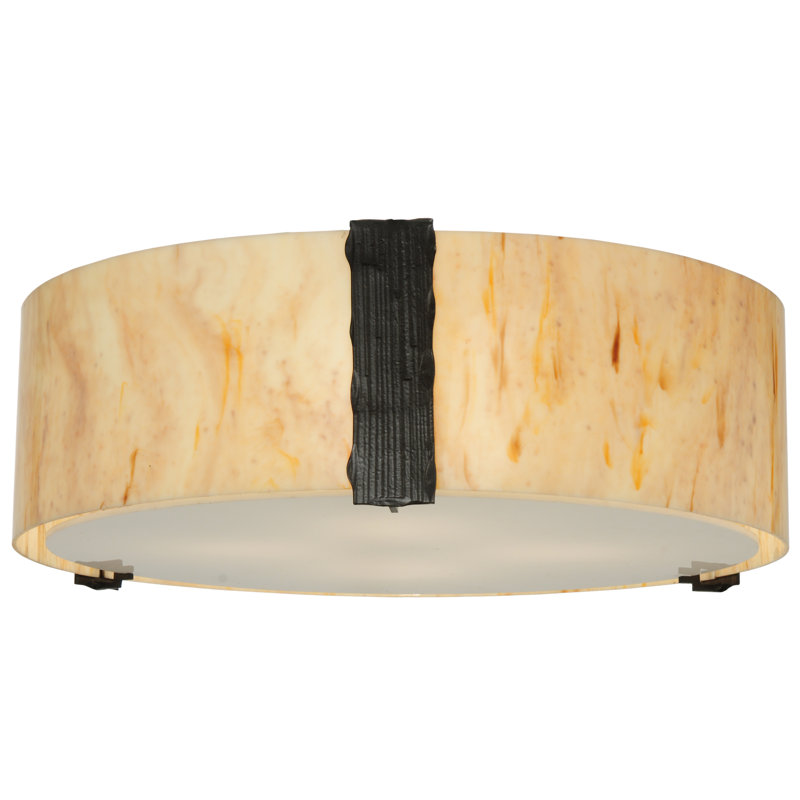Timeless Bronze and Glass 24" Indoor/Outdoor Flush Mount Light