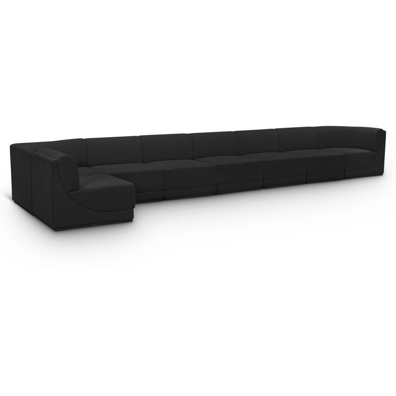 Canapé modulaire rembourré 8 pièces Ollie, Tissu bouclé noir