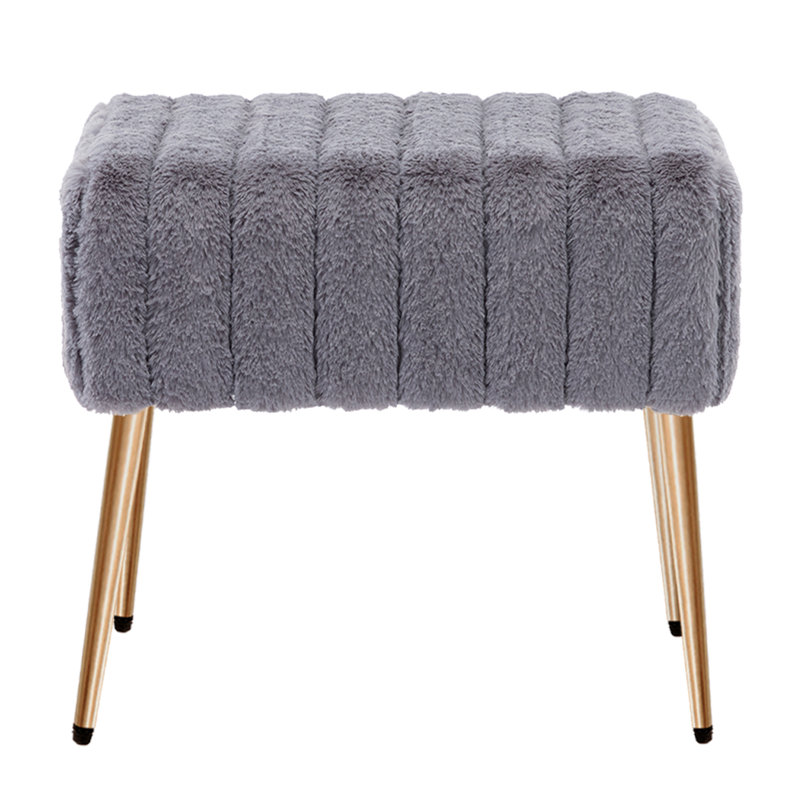 47cm Wide Rectangle Solid Colour Footstool Ottoman, Grey