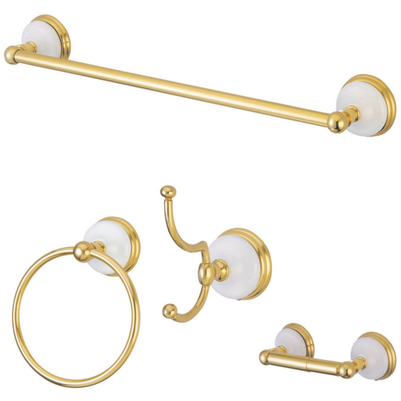 Ensemble de quincaillerie de salle de bain victorienne 4 pièces, Laiton poli, 18 po