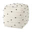 Pouf ottoman de 40 cm en coton et laine à pois noirs, crème et blancs, 40 cm de profondeur.