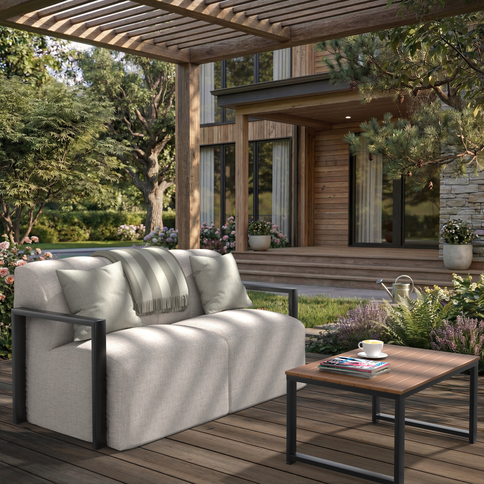Rosalie 62" Sunbrella® Patio Loveseat, Silver
