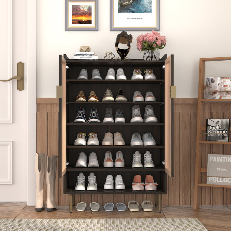 Rangement à chaussures moderne avec tablettes réglables, Brun