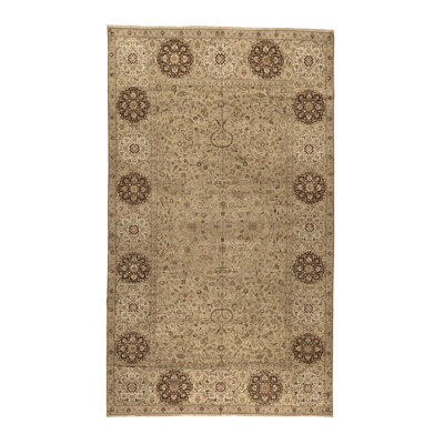 Tapis doré en laine noué à la main de conception unique 10 pi 3 po x 17 pi 5 po