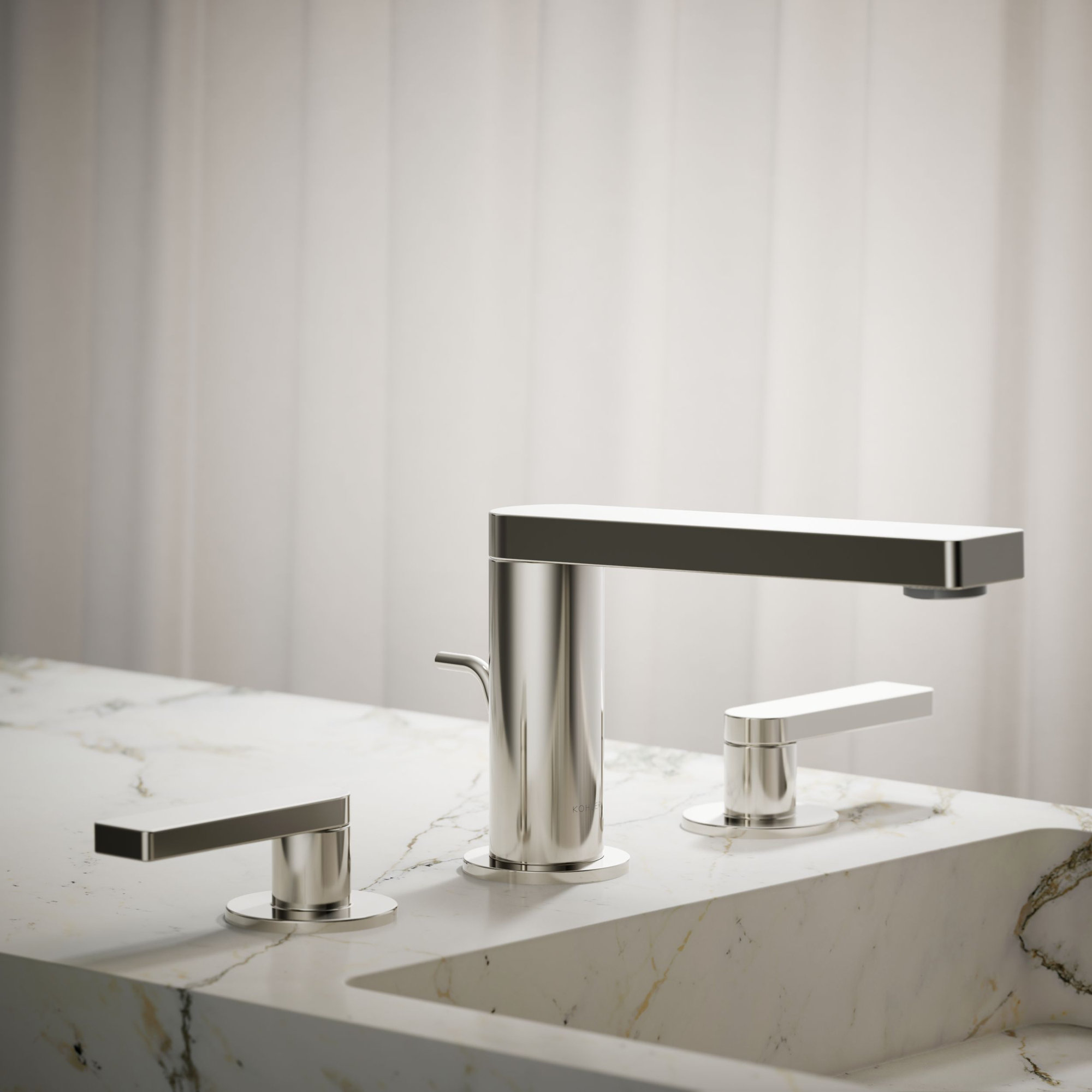 Composed Widespread Bathroom Faucet with Drain Assembly, Vibrant Polished Nickel