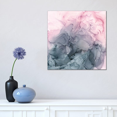 Blush & Paynes Grey Flowing Abstract by Elizabeth Karlson - Print on Canvas