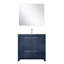 Ensemble de meuble-lavabo bleu marine l 36 po x P 20 po, plateau en marbre de culture, robinet en nickel brossé et miroir de 28 po-133263984