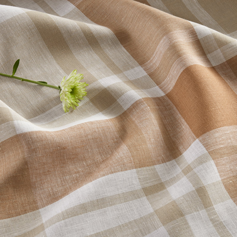Fall Harvest Plaid - 100% Pure Linen Table Runner, 48" x 14"