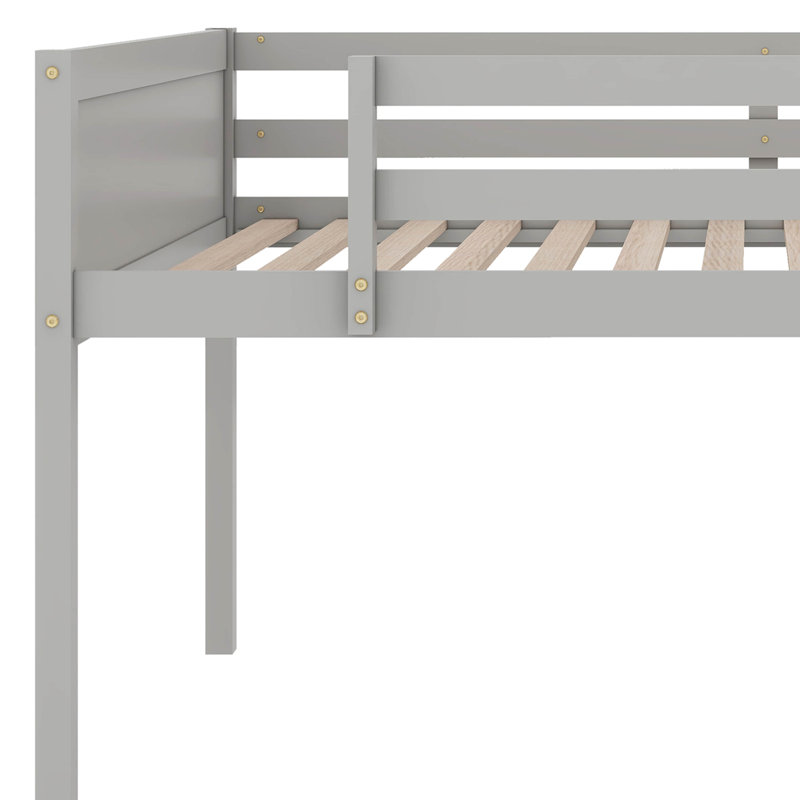 Lit mezzanine en bois avec échelle, Double, Gris clair