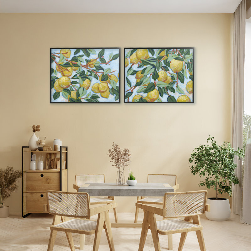 Ensemble de 2 giclées encadrées Sunshine Lemon Tree, design par June Erica Vess, H 16 po x l 20 po
