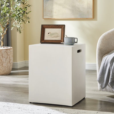 Tables d'appoint modernes et portables avec poignées de transport, cube blanc compact de 41 cm (16,15 pouces).
