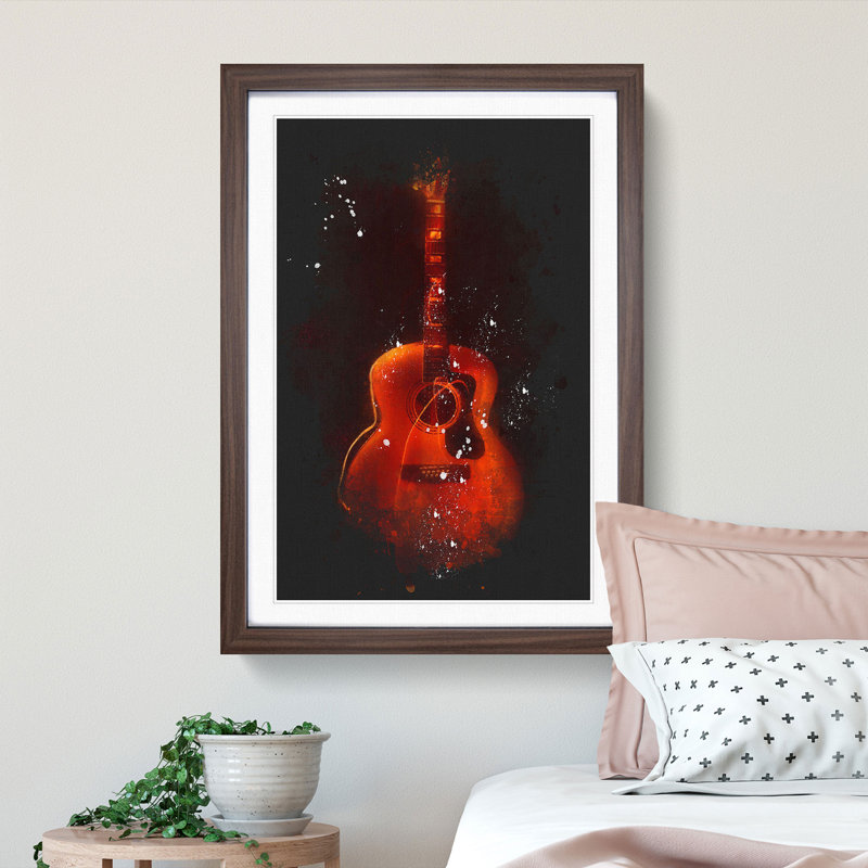 Abstract Guitar - Framed Print, 63cm H x 45cm W x 2cm D, Walnut Framed