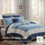 Ensemble de courtepointe pour lit double / grand lit 7 pièces avec couvre-oreillers et coussins décoratifs bleu marine Attingham-1128917164-1207490507