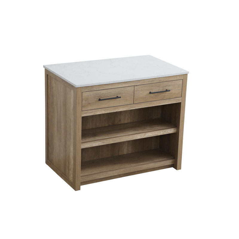 42 inch Kitchen Island, Natural Oak/Black