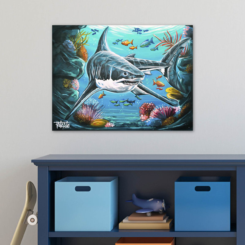 Toile tendue avec châssis "Shark Reef" par Todd Laslo, H 20 po x l 16 po