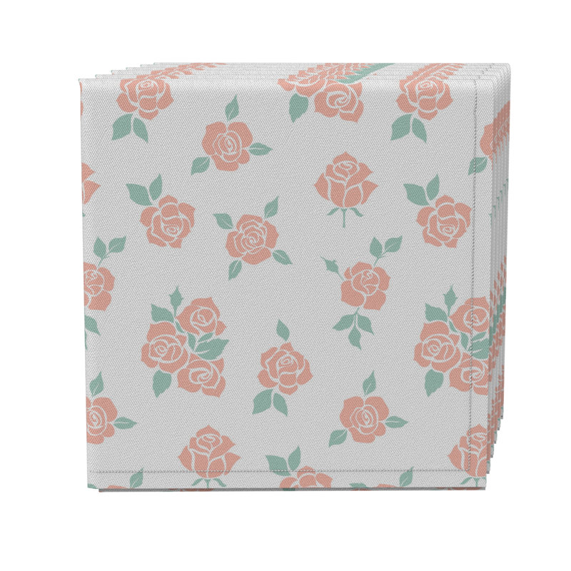 Cotton Twill Floral Square Napkin