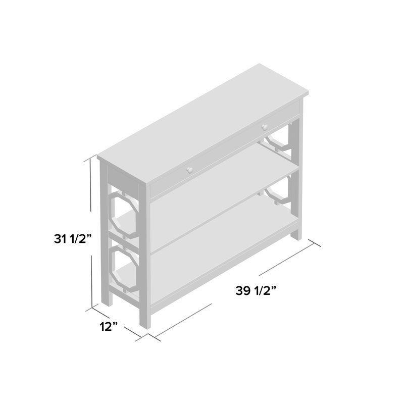 Console à 1 tiroir avec tablettes Minier, Bois flotté / Blanc, H 31,5 po x l 39,5 po x P 12 po