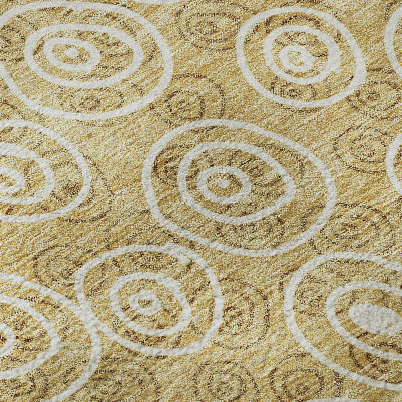 Premium Machine Washable Prisco Gold Rug, Rectangle 10' x 14'