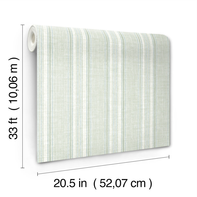 Ayanna Light Green Striped Wallpaper, Green