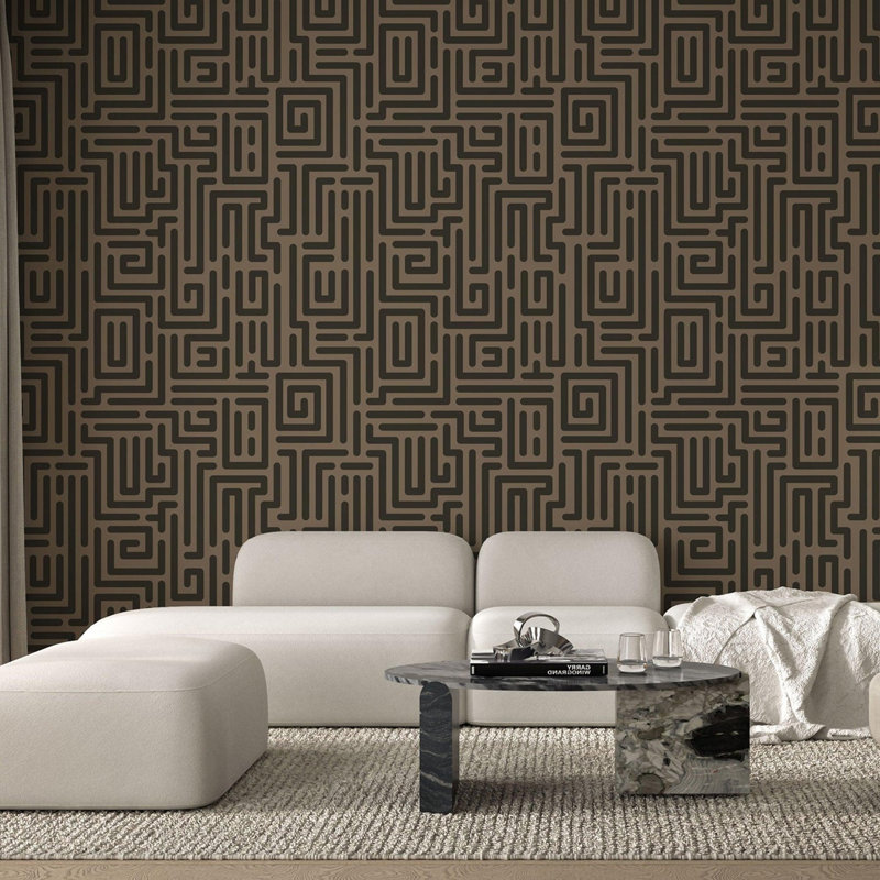 Diallo - Wallpaper by Sabrina Yvonne, Mocha, Faux Grasscloth, Non-pasted