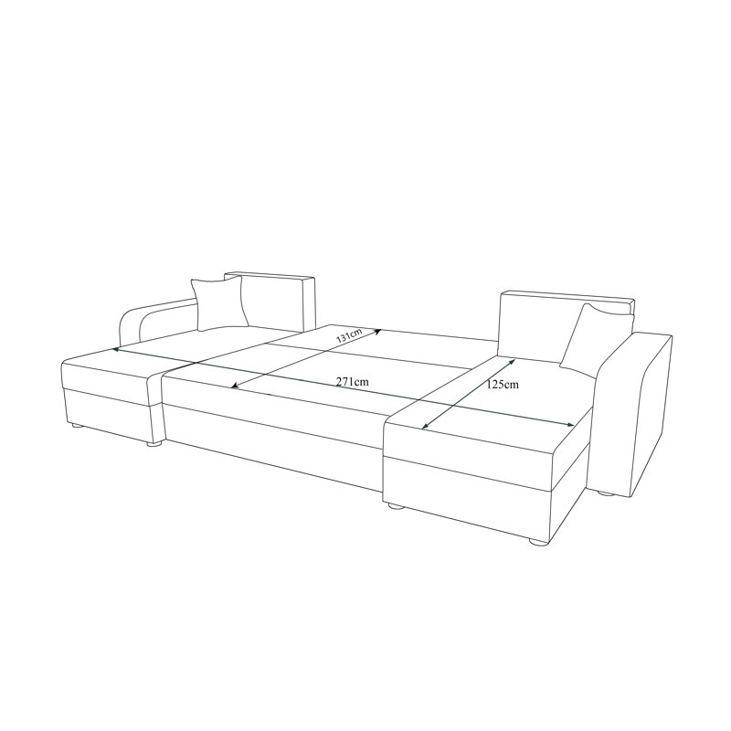 Sihon 4 Seater Corner Sofa , Gray/White - Microfaza27/Microfaza31