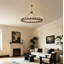 Lustre 30 lumières campagnard rond industriel ouvert avec plafond incliné noir mat-130217928