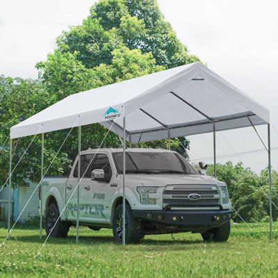 ADVANCE OUTDOOR 12x20 ft Carport with Adjustable Height from 9.5 ft to 11 ft, Heavy Duty Car Canopy 8 Legs White